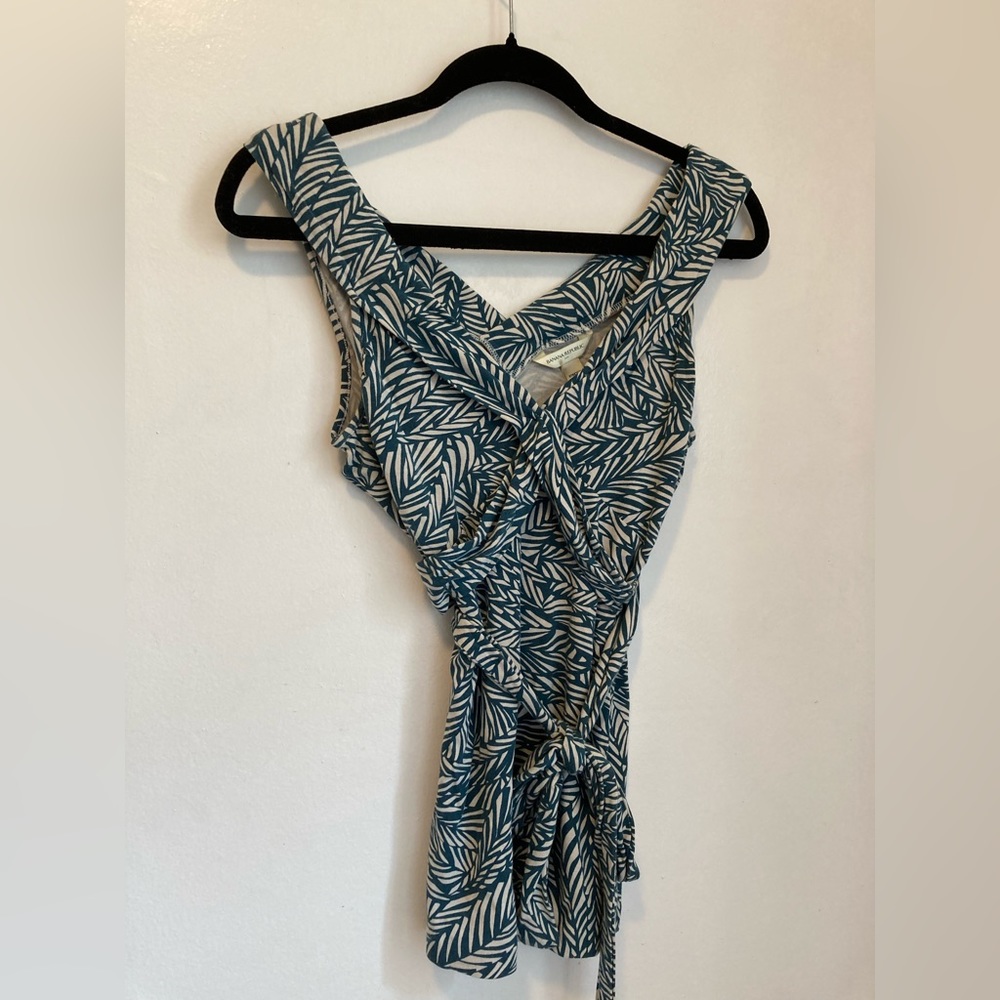 Banana Republic Teal Colored Jersey Wrap Top